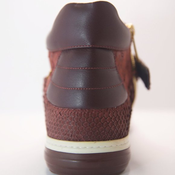 SALVATORE FERRAGAMO Size 9 Burgundy Leather Nayon Gancio High Top Sneakers - Picture 4 of 15